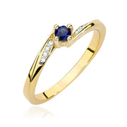 Inel Aur 9K cu Safir 0.15 ct si Diamante Naturale 0.04 ct