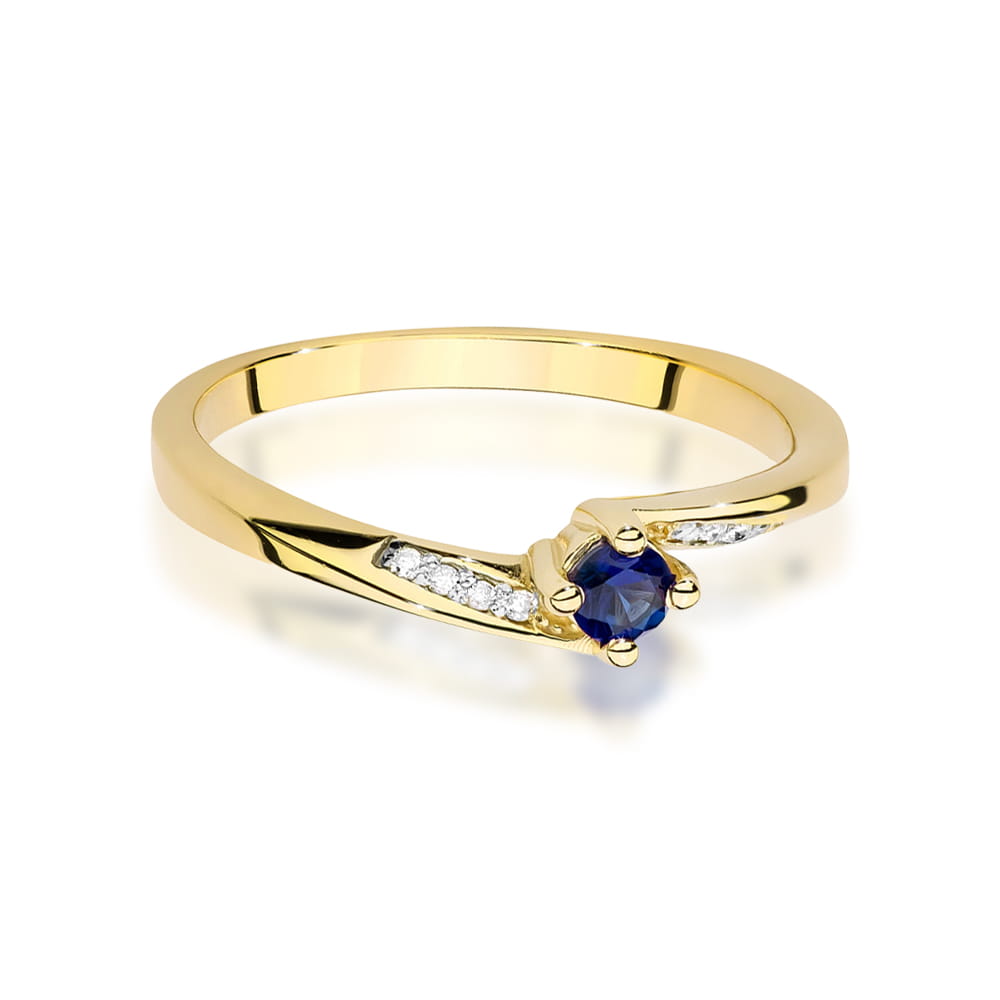 Inel Aur 9K cu Safir 0.15 ct si Diamante Naturale 0.04 ct