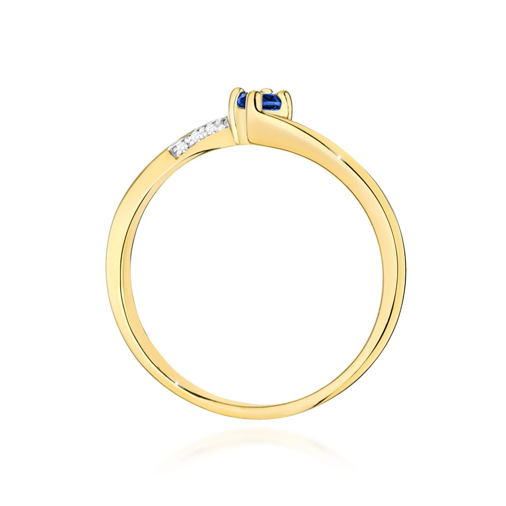Inel Aur 9K cu Safir 0.15 ct si Diamante Naturale 0.04 ct