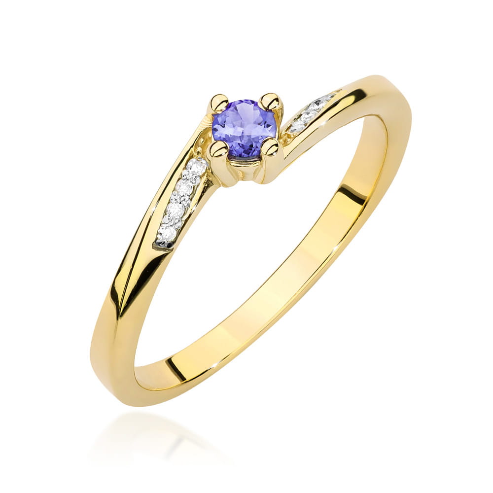 Inel Aur 9K cu Tanzanit 0.15 ct si Diamante Naturale 0.04 ct