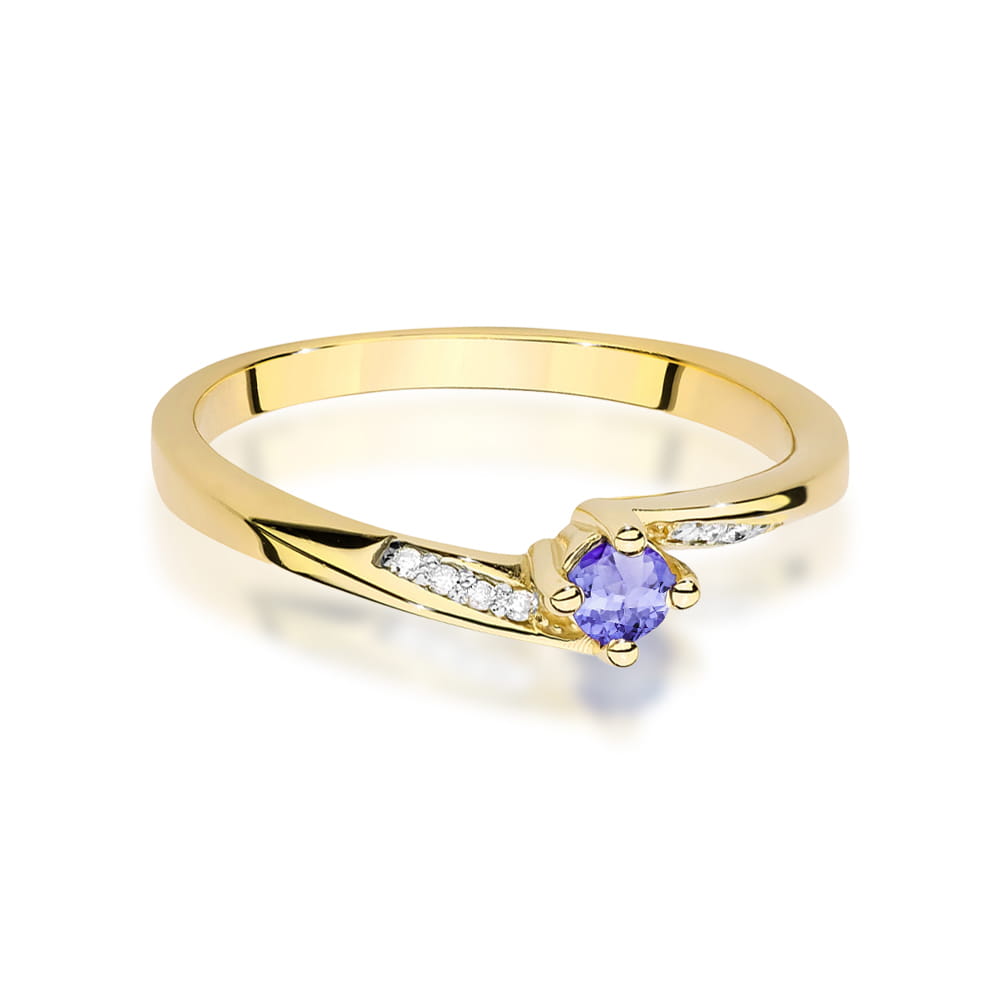 Inel Aur 9K cu Tanzanit 0.15 ct si Diamante Naturale 0.04 ct