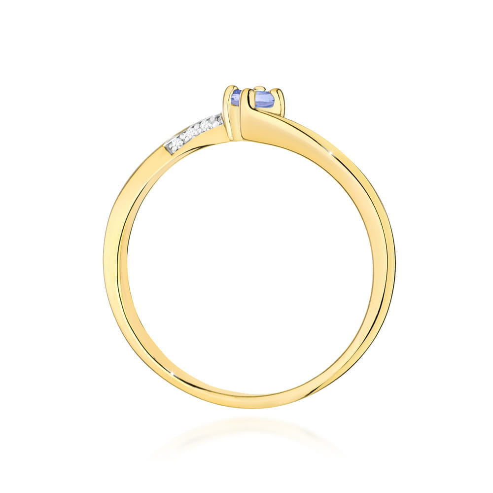 Inel Aur 9K cu Tanzanit 0.15 ct si Diamante Naturale 0.04 ct