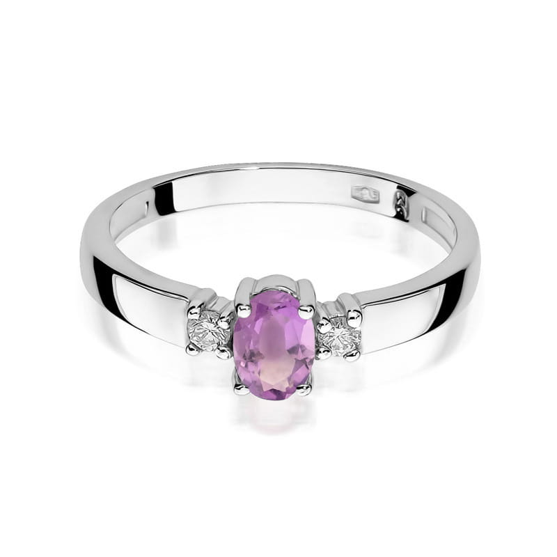 Inel Aur 9K cu Ametist 0.40 ct si Diamante Naturale 0.08 ct