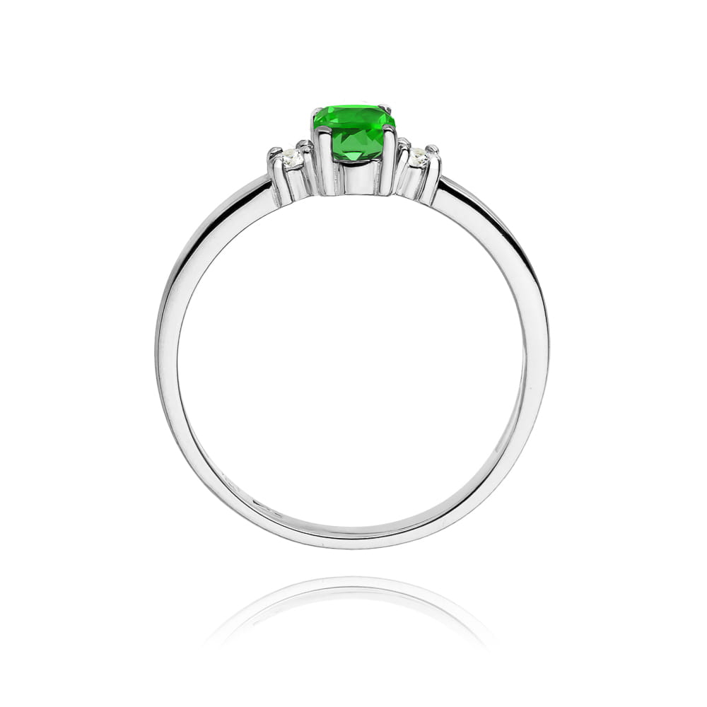 Inel Aur 9K cu Smarald 0.40 ct si Diamante Naturale 0.08 ct