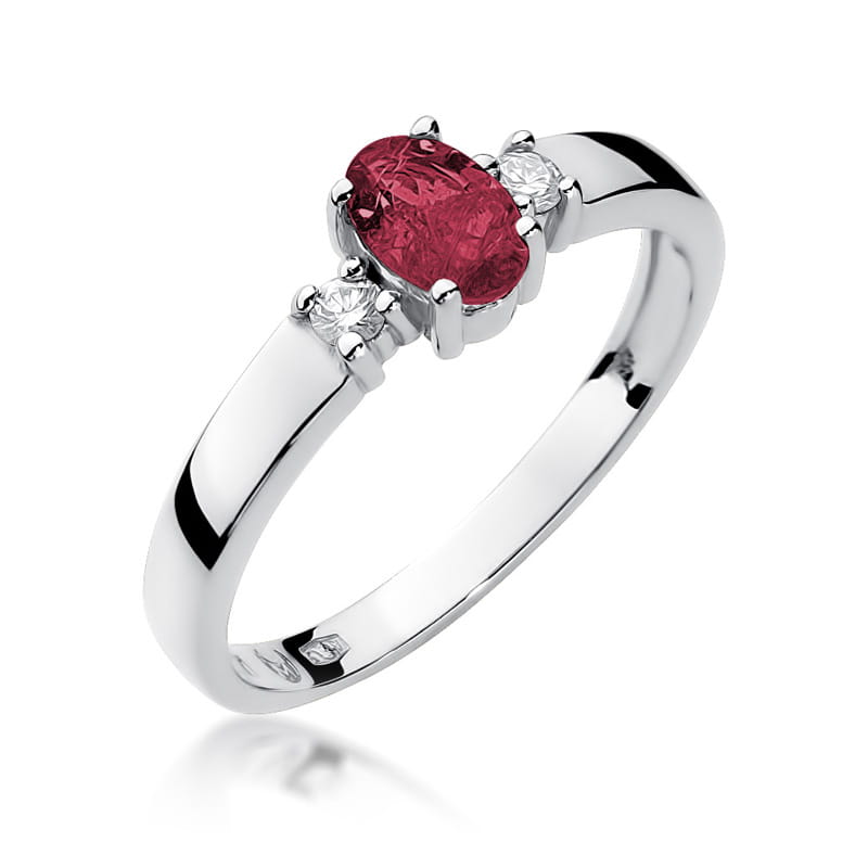 Inel Aur 9K cu Rubin 0.60 ct si Diamante Naturale 0.08 ct