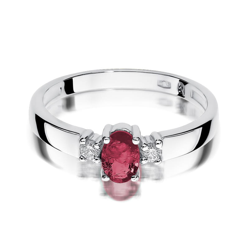Inel Aur 9K cu Rubin 0.60 ct si Diamante Naturale 0.08 ct