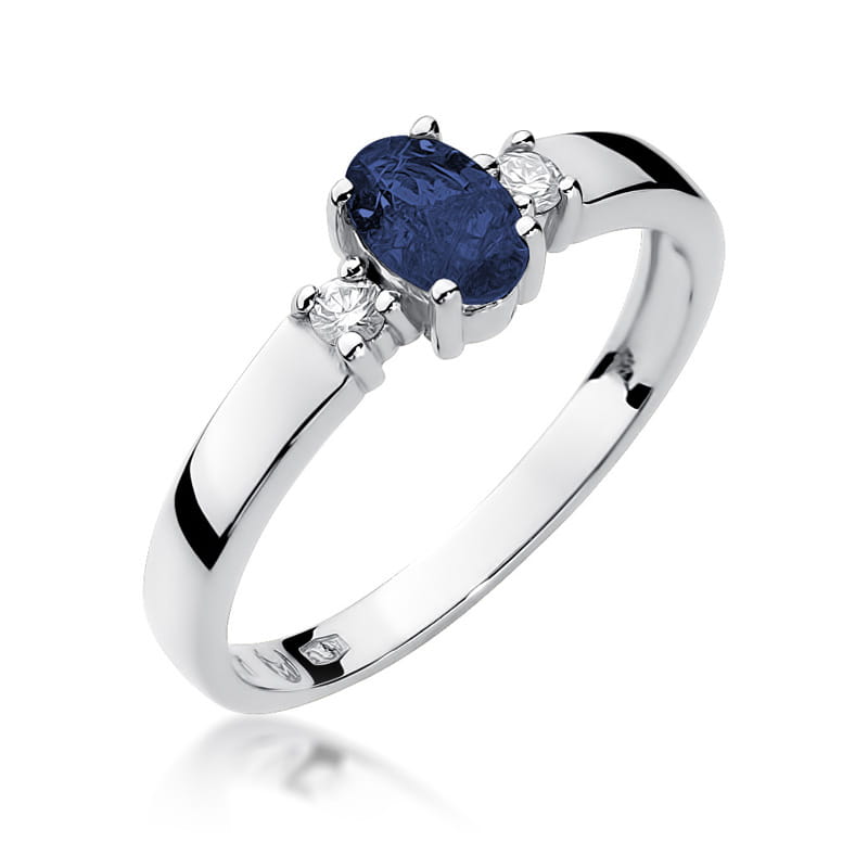 Inel Aur 9K cu Safir 0.70 ct si Diamante Naturale 0.08 ct