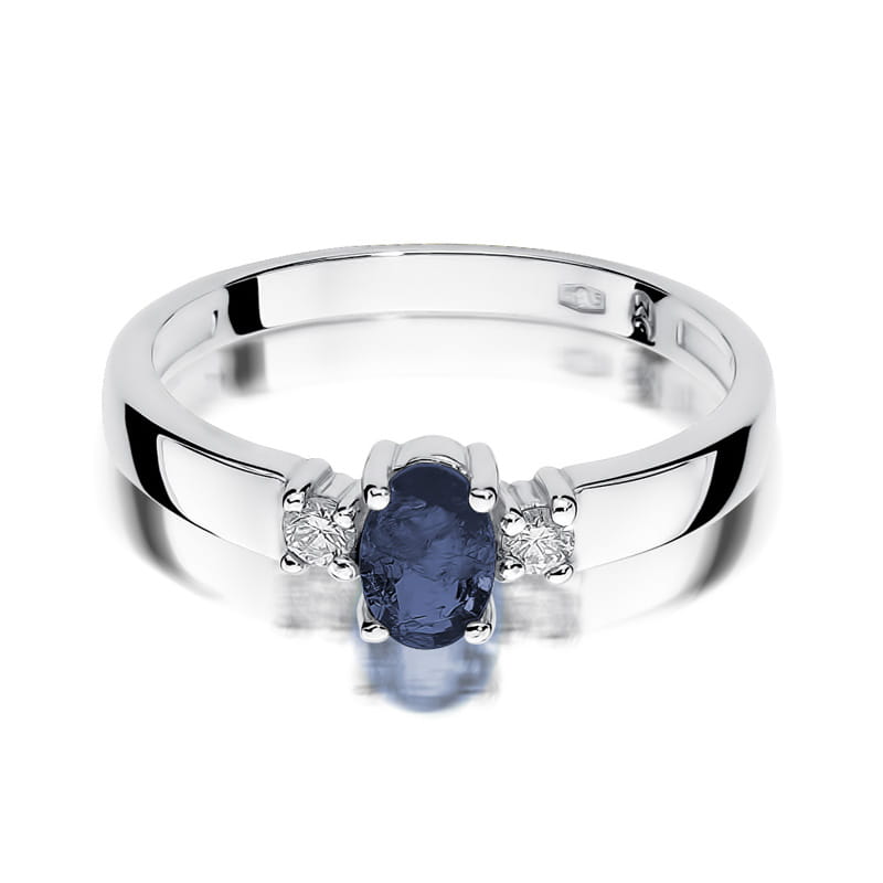 Inel Aur 9K cu Safir 0.70 ct si Diamante Naturale 0.08 ct