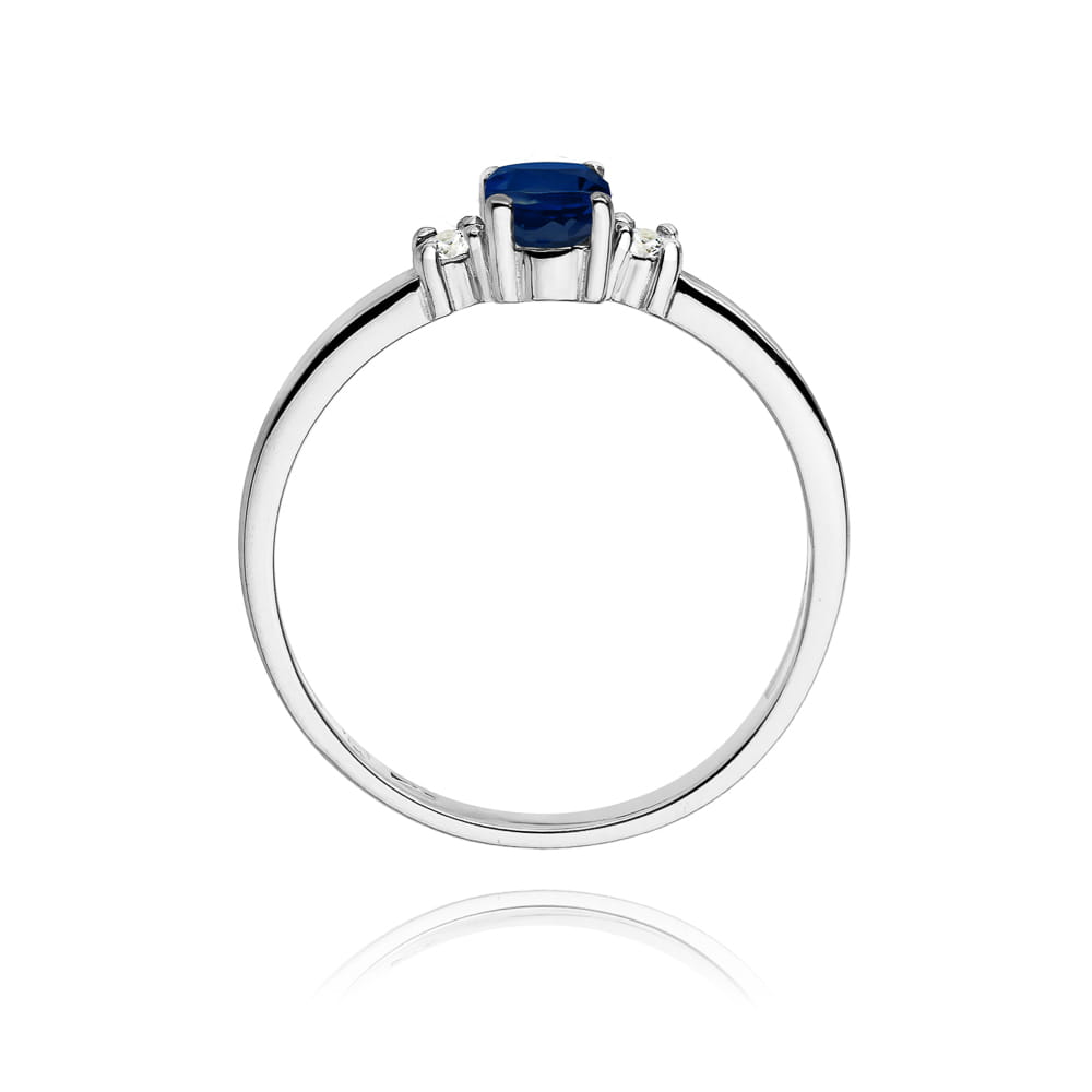 Inel Aur 9K cu Safir 0.70 ct si Diamante Naturale 0.08 ct