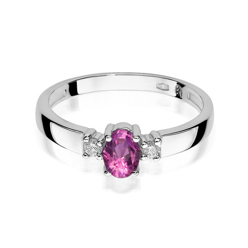 Inel Aur 9K cu Safir Roz 0.45 ct si Diamante Naturale 0.08 ct