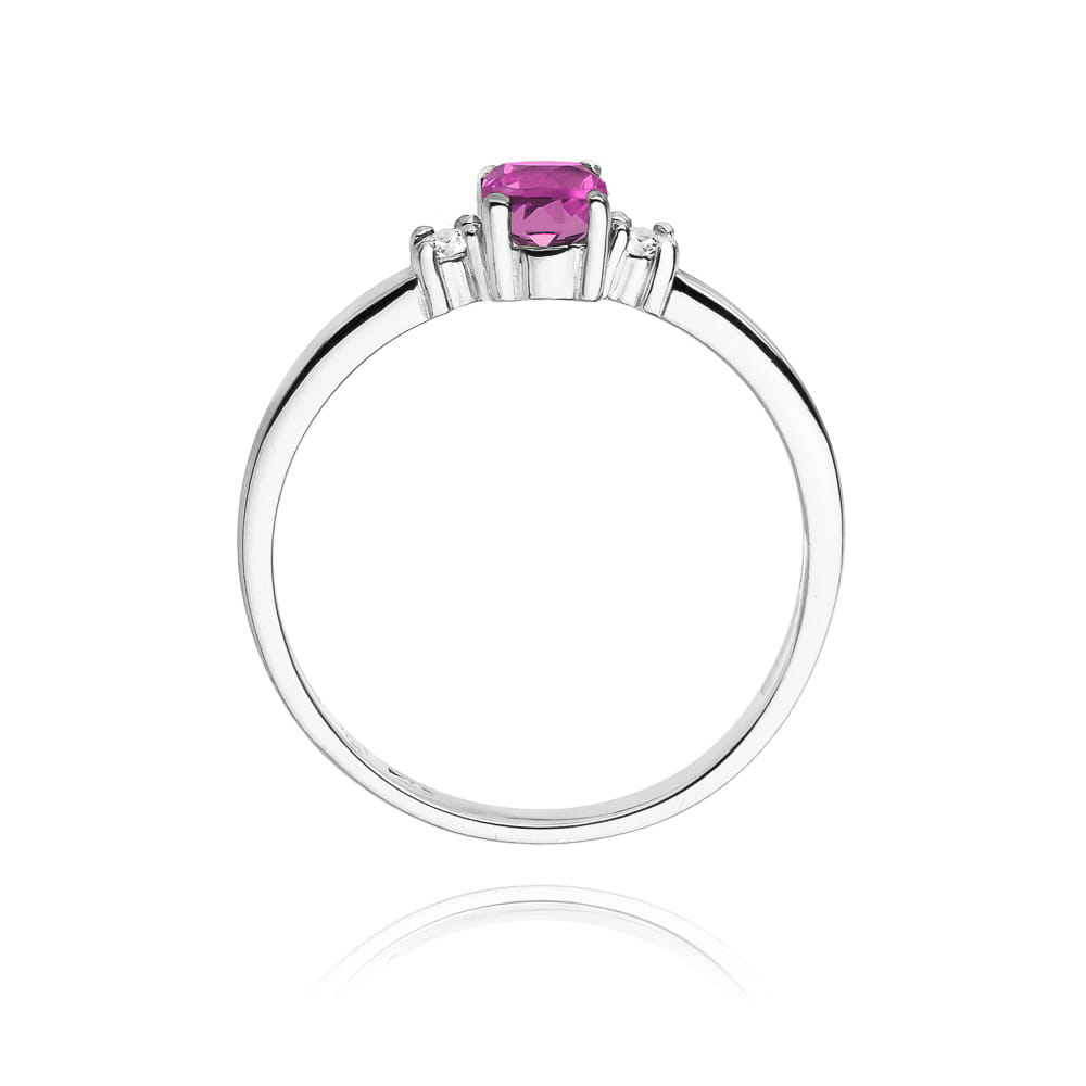 Inel Aur 9K cu Safir Roz 0.45 ct si Diamante Naturale 0.08 ct