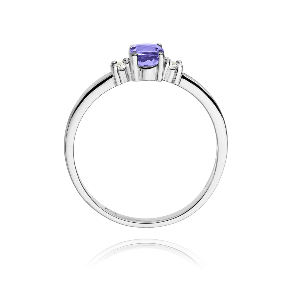 Inel Aur 9K cu Tanzanit 0.40 ct si Diamante Naturale 0.08 ct