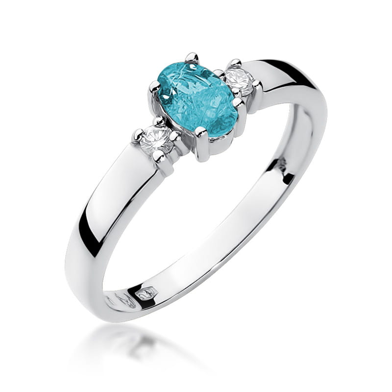 Inel Aur 9K cu Topaz Swiss 0.50 ct si Diamante Naturale 0.08 ct