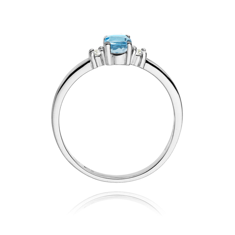 Inel Aur 9K cu Topaz Swiss 0.50 ct si Diamante Naturale 0.08 ct