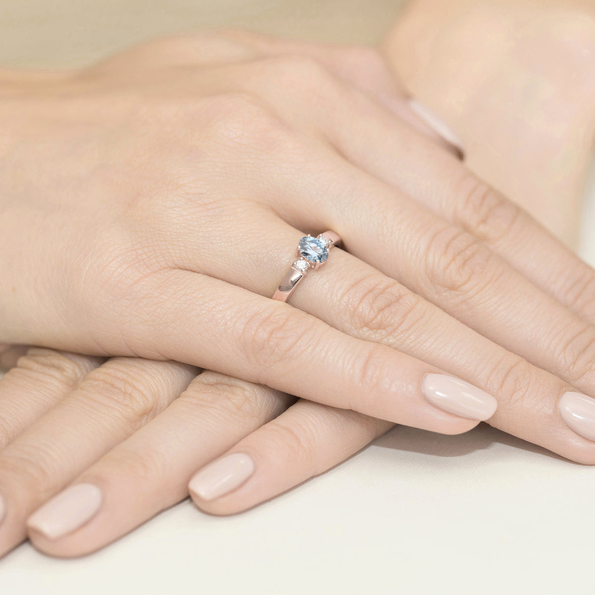 Inel Aur 14K cu Diamante Albastru de Laborator 0.58 ct