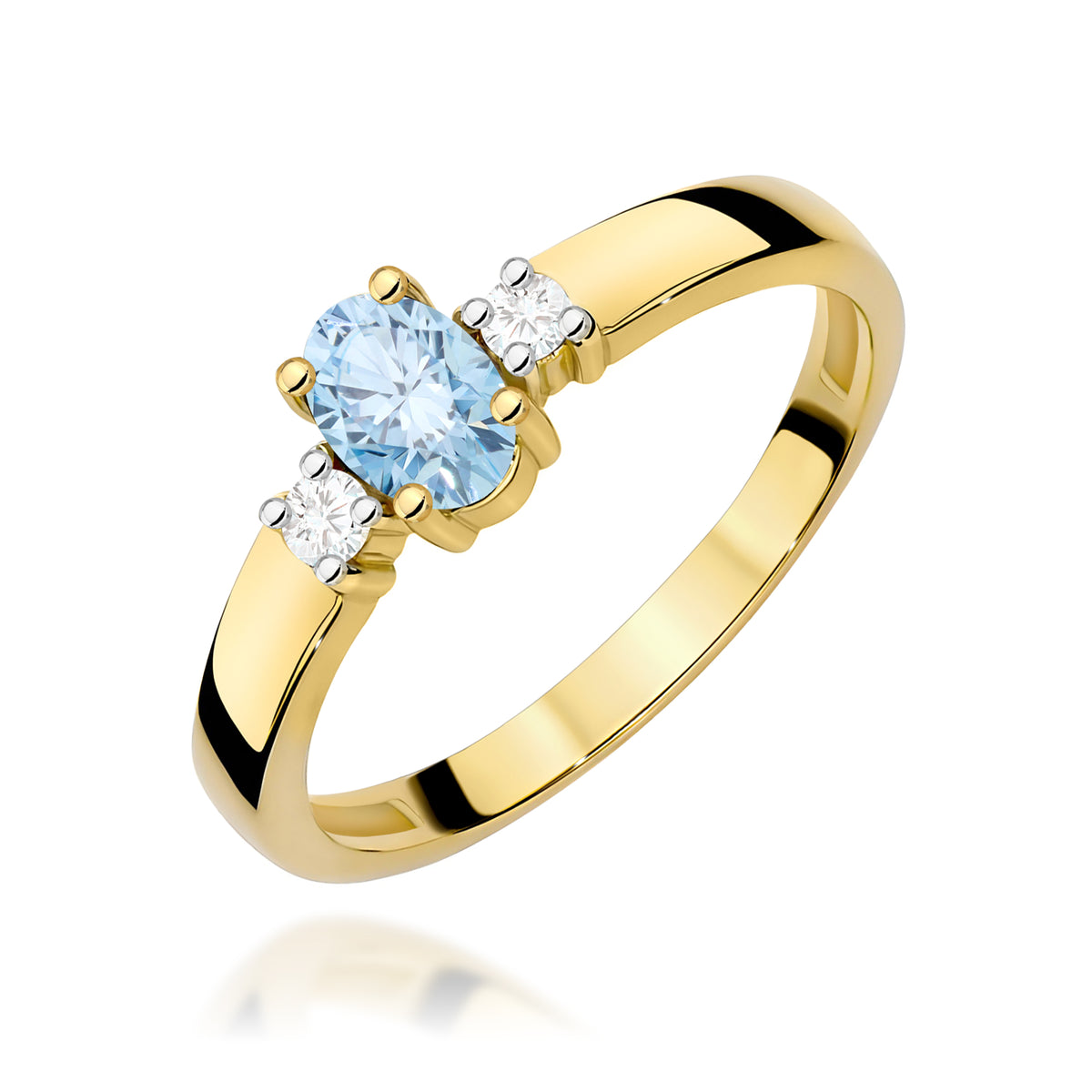 Inel Aur 9K cu Diamante Albastru de Laborator 0.58 ct