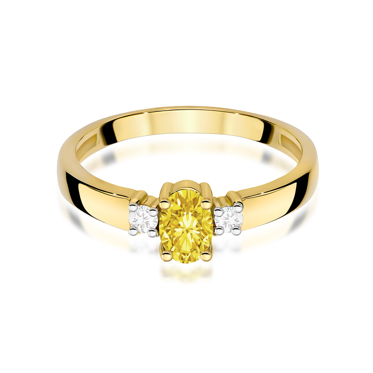 Inel Aur 9K cu Diamante Galben de Laborator 0.58 ct