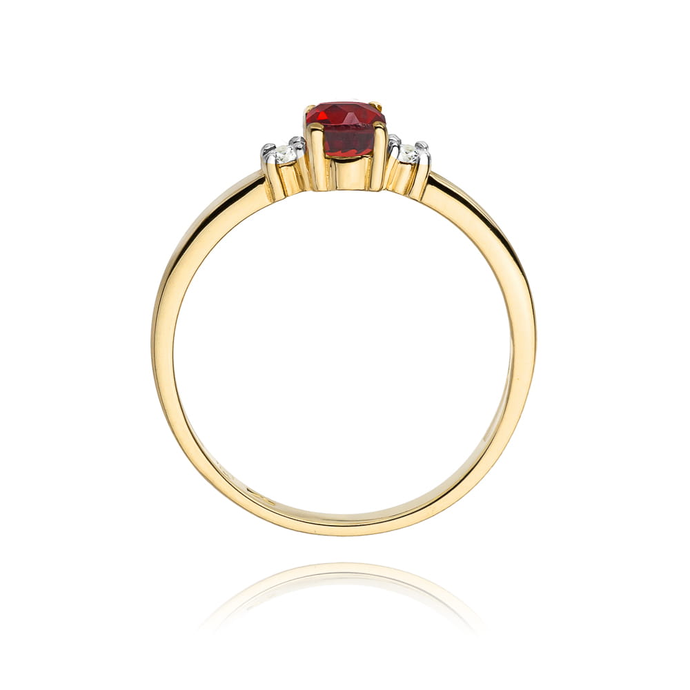 Inel Aur 9K cu Rubin 0.60 ct si Diamante Naturale 0.08 ct