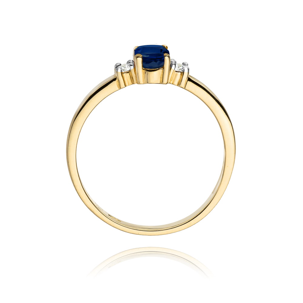 Inel Aur 9K cu Safir 0.70 ct si Diamante Naturale 0.08 ct