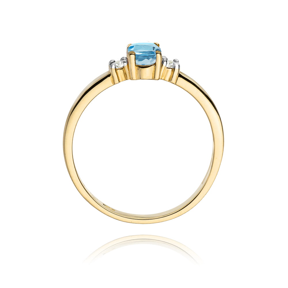 Inel Aur 9K cu Topaz Swiss 0.50 ct si Diamante Naturale 0.08 ct