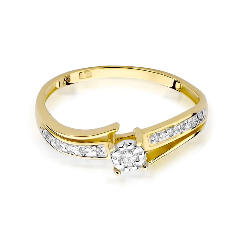 Inel Aur 9K cu Diamante Naturale 0.10 ct