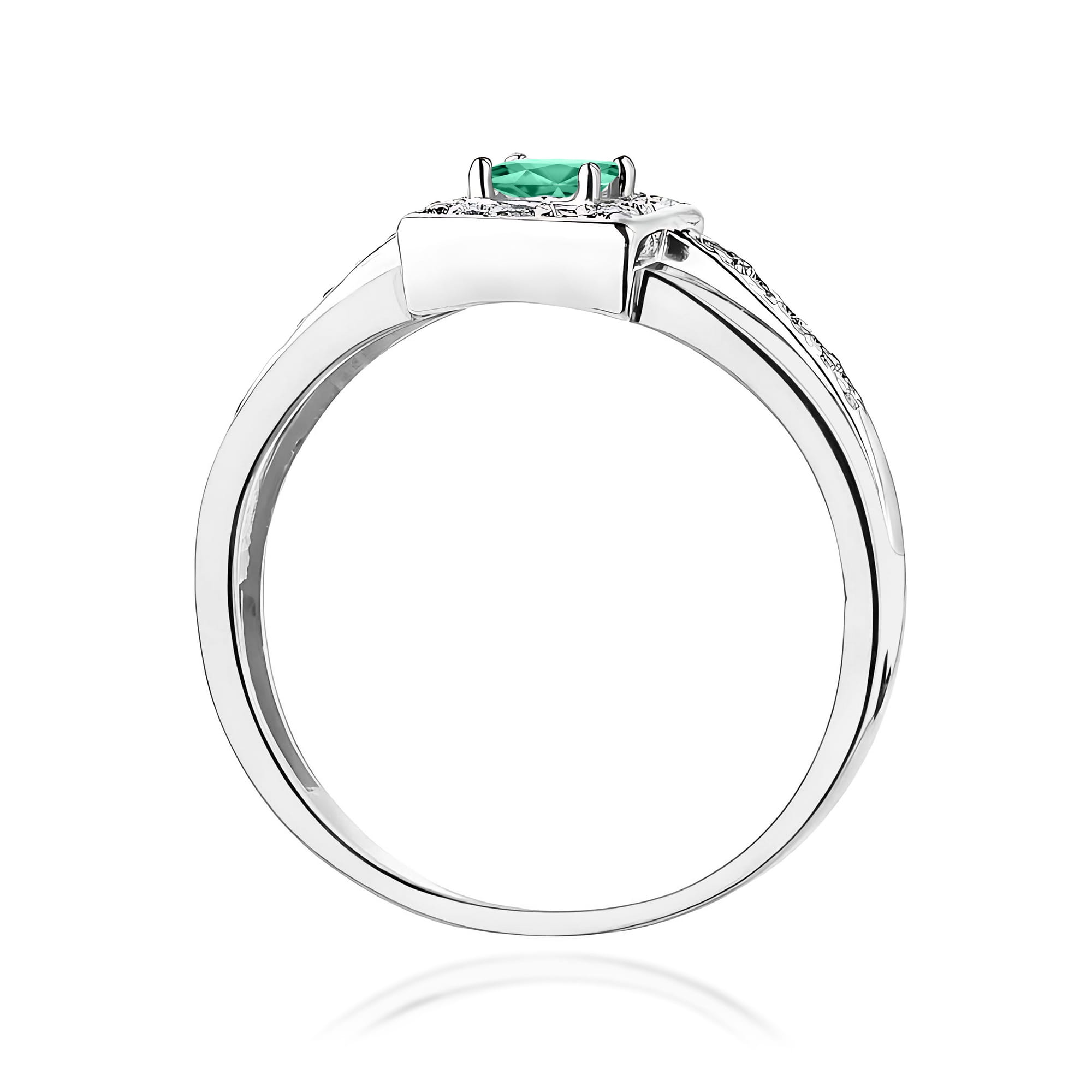 Inel Aur 9K cu Smarald 0.15 ct si Diamante Naturale 0.14 ct