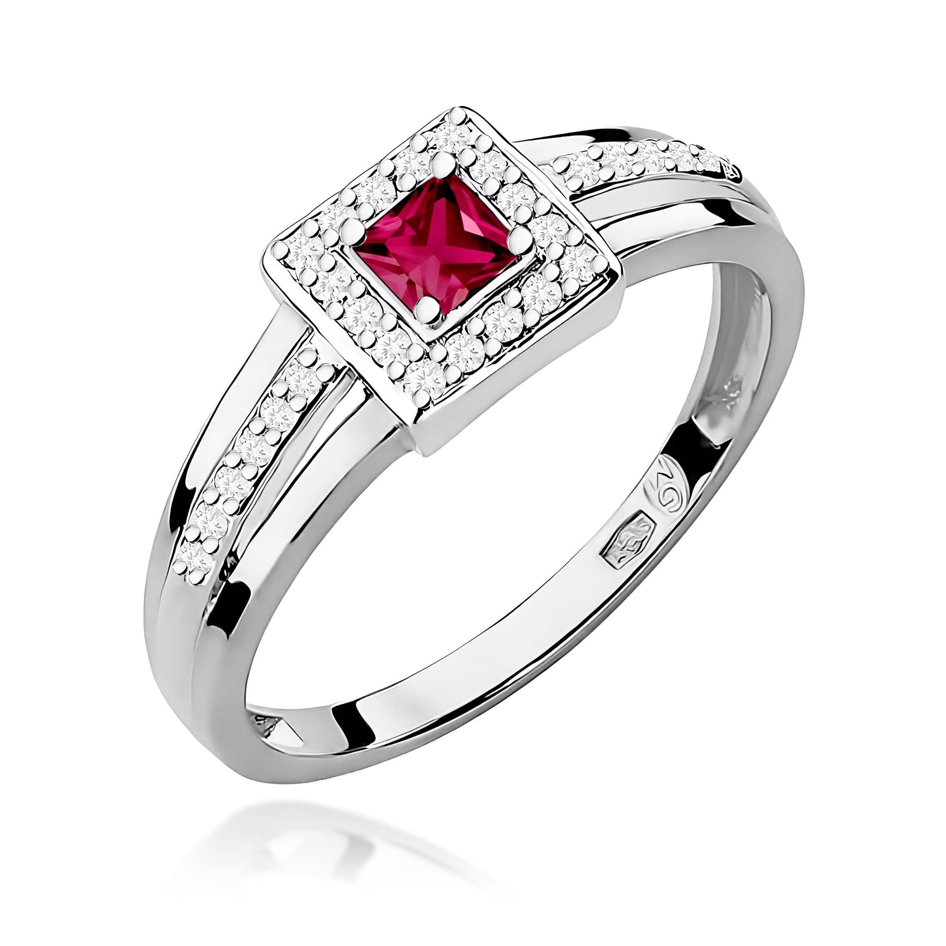 Inel Aur 9K cu Rubin 0.20 ct si Diamante Naturale 0.14 ct