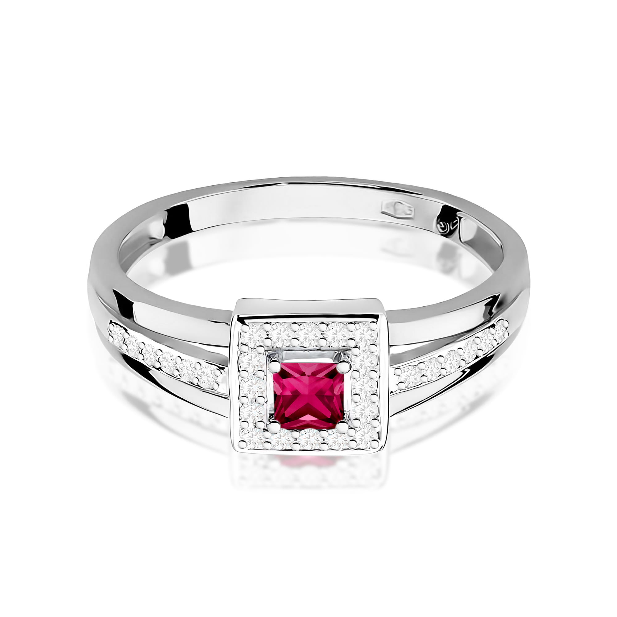 Inel Aur 9K cu Rubin 0.20 ct si Diamante Naturale 0.14 ct