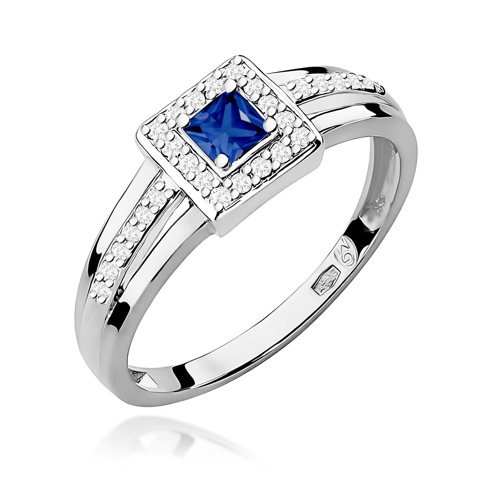 Inel Aur 9K cu Safir 0.20 ct si Diamante Naturale 0.14 ct