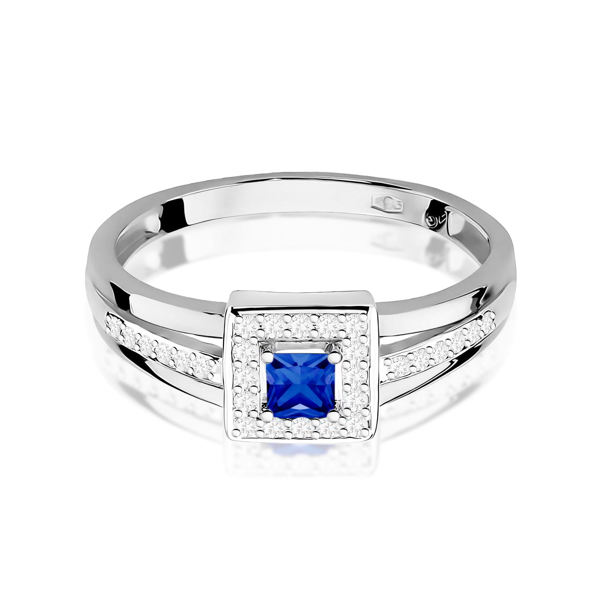 Inel Aur 9K cu Safir 0.20 ct si Diamante Naturale 0.14 ct