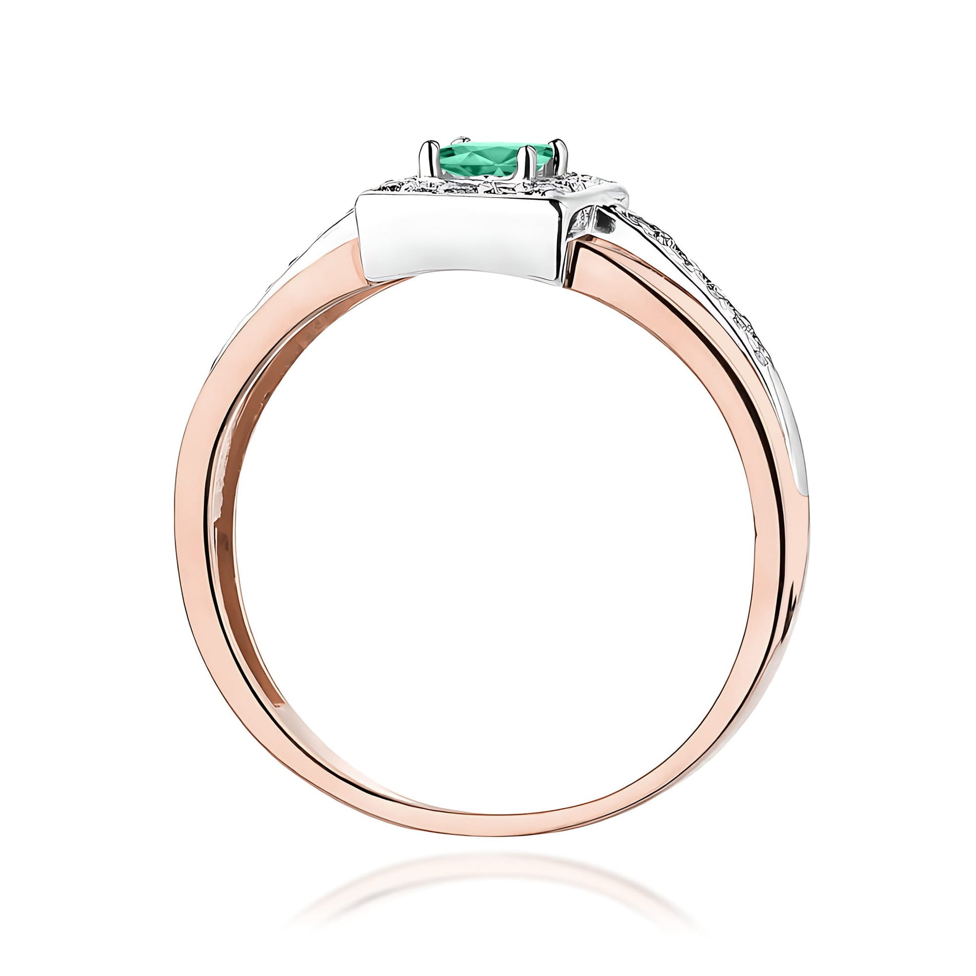 Inel Aur 9K cu Smarald 0.15 ct si Diamante Naturale 0.14 ct