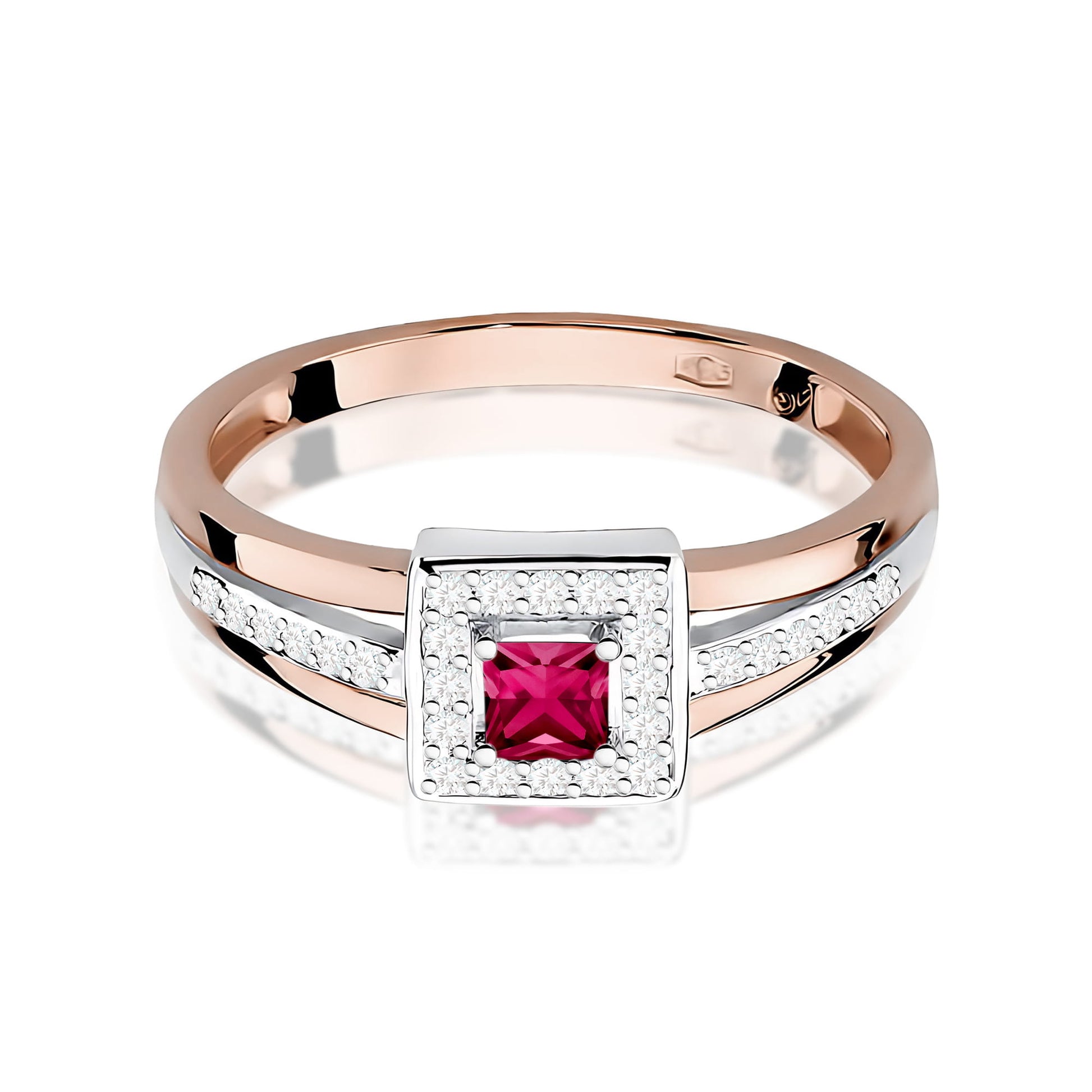 Inel Aur 9K cu Rubin 0.20 ct si Diamante Naturale 0.14 ct