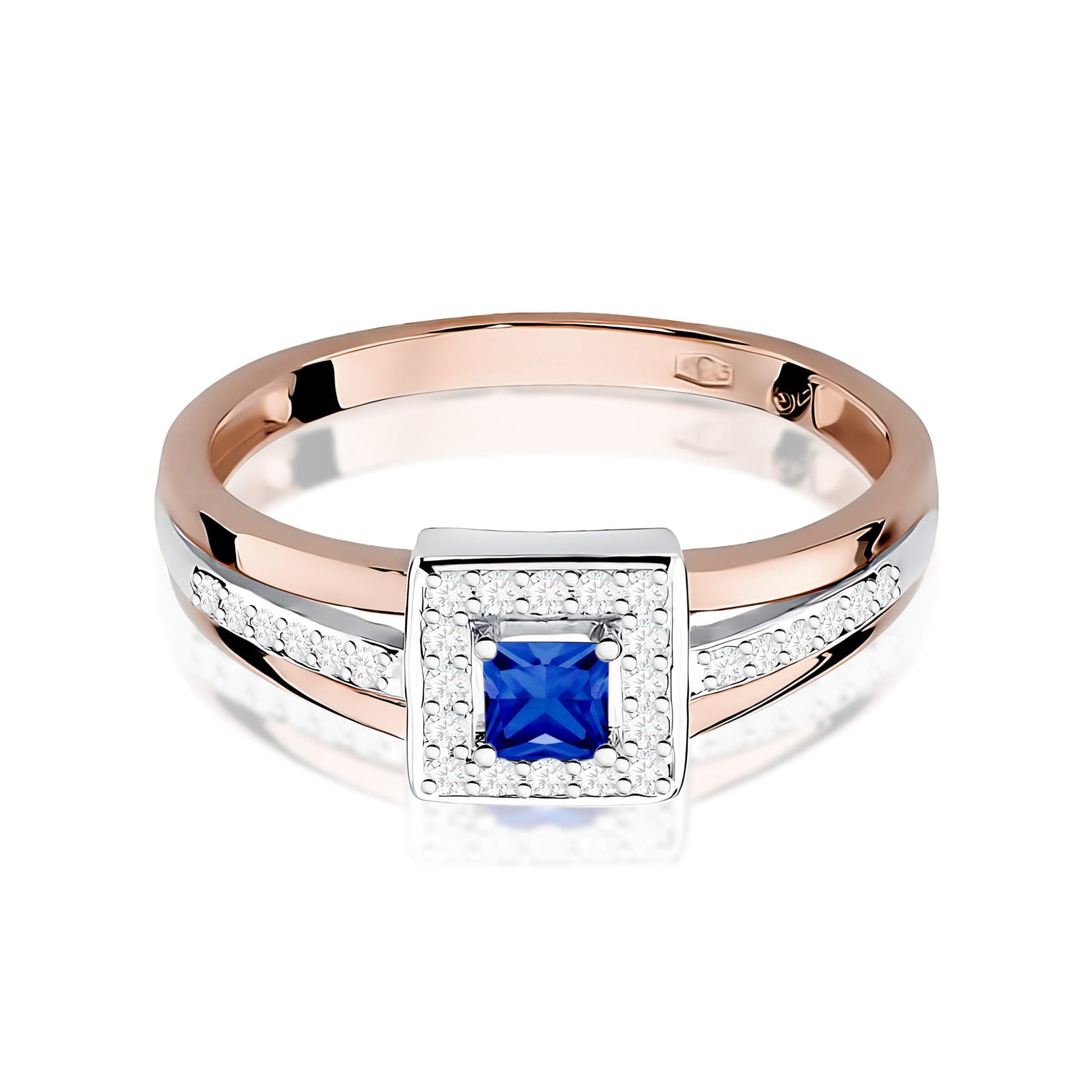 Inel Aur 9K cu Safir 0.20 ct si Diamante Naturale 0.14 ct