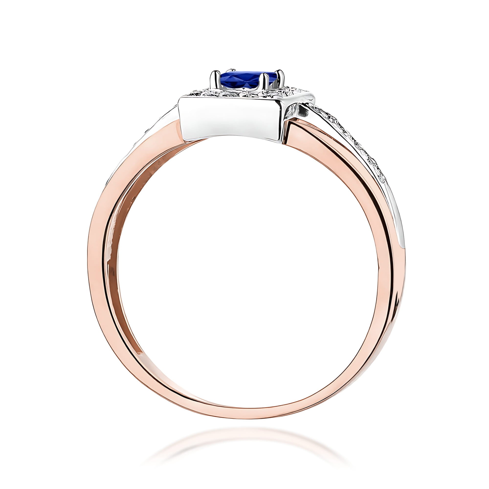 Inel Aur 9K cu Safir 0.20 ct si Diamante Naturale 0.14 ct