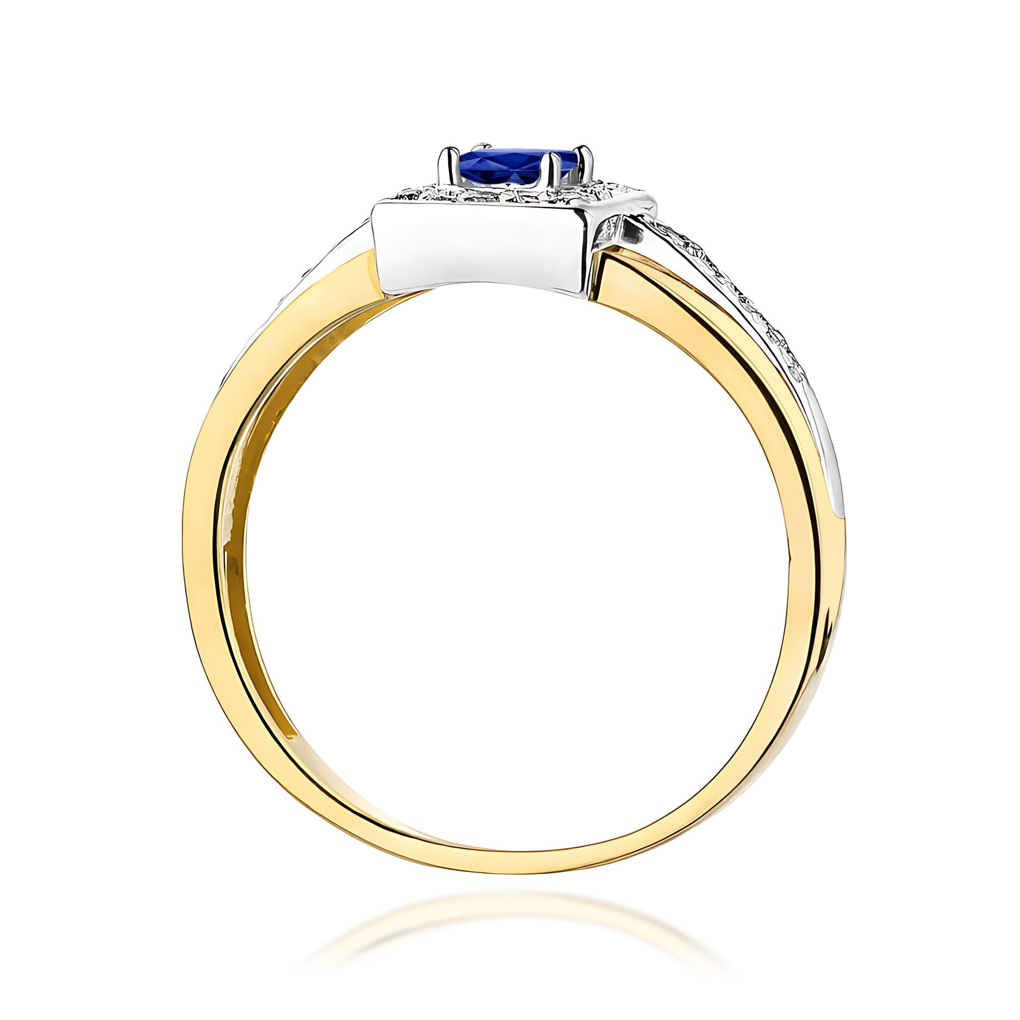 Inel Aur 9K cu Safir 0.20 ct si Diamante Naturale 0.14 ct