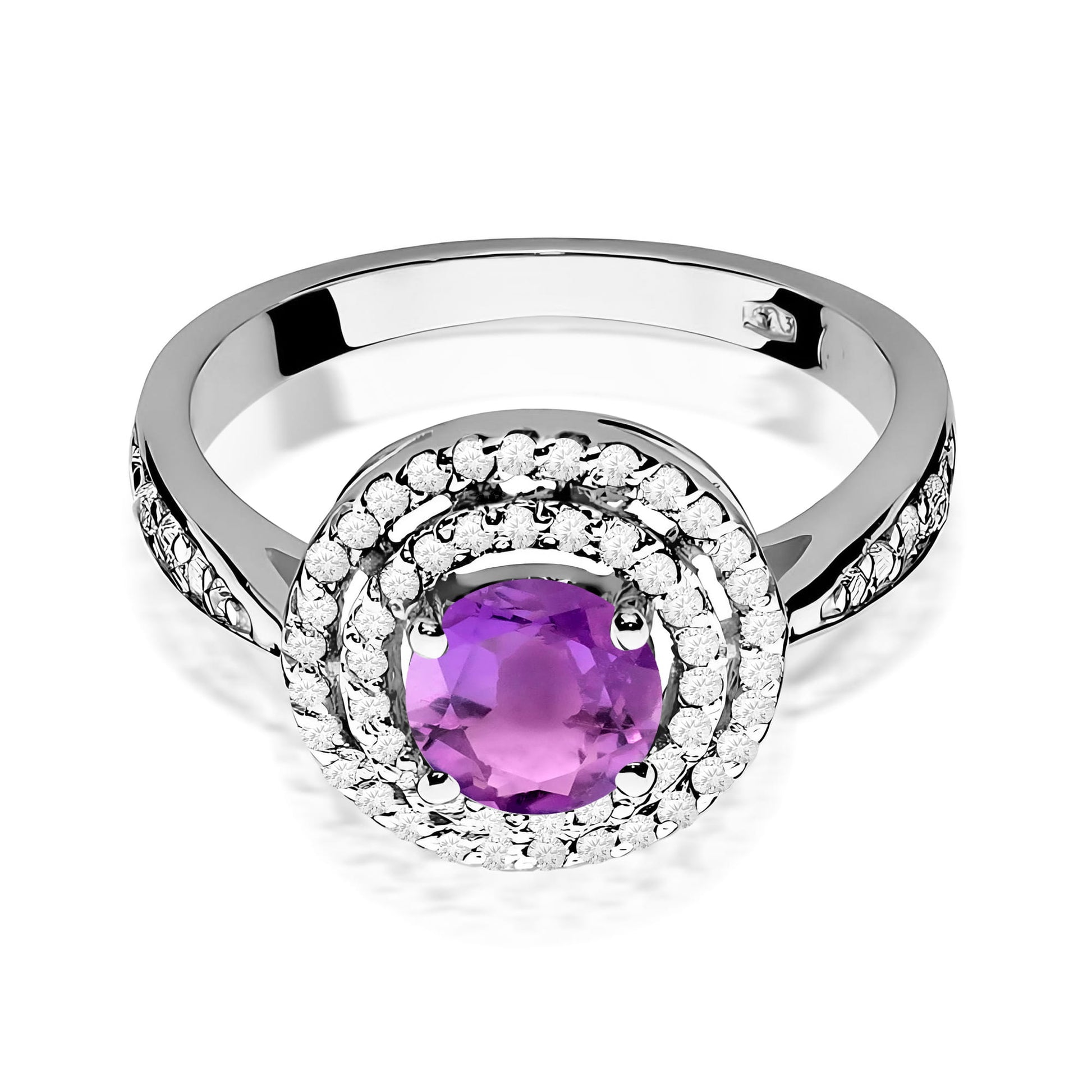 Inel Aur 9K cu Ametist 0.90 ct si Diamante Naturale 0.37 ct