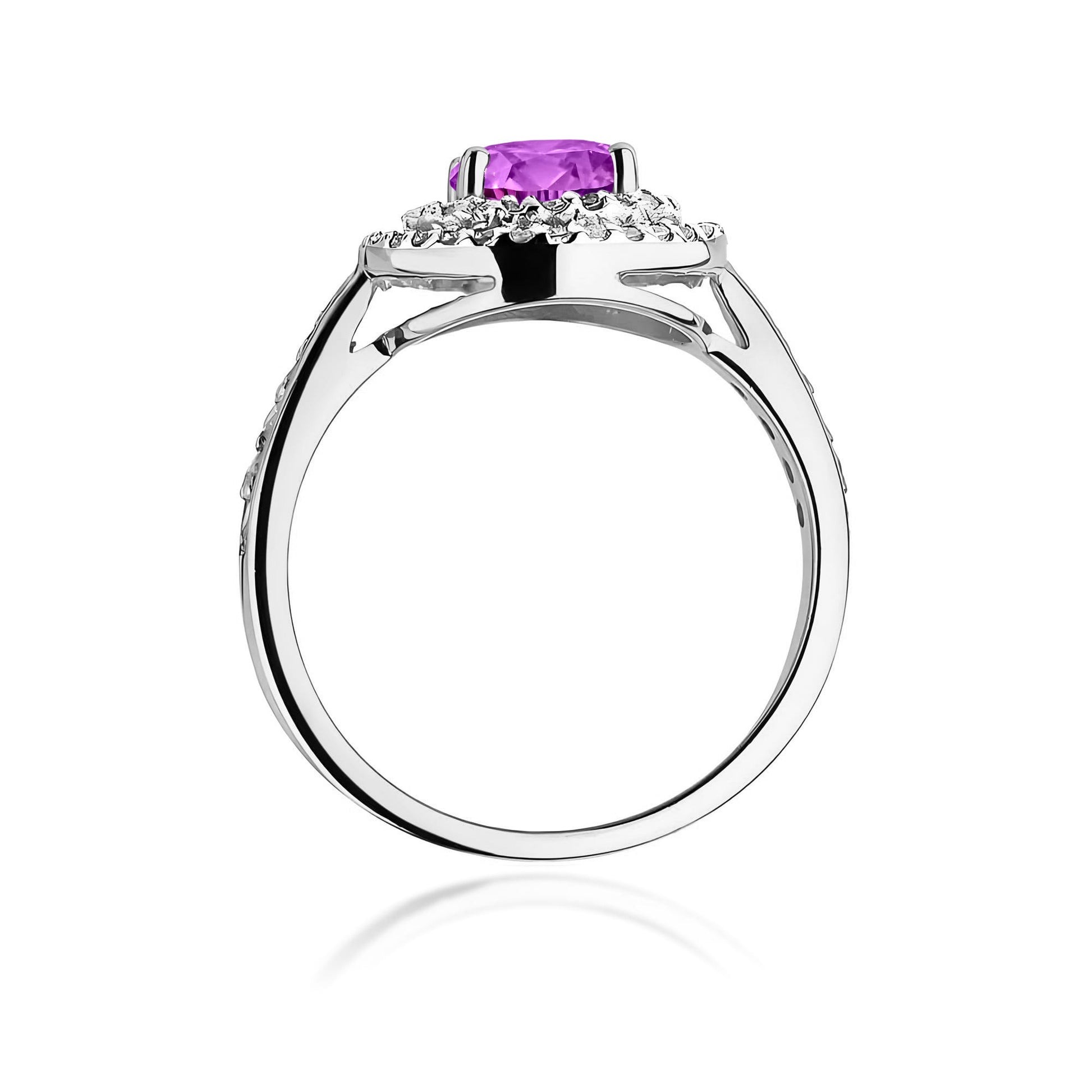 Inel Aur 9K cu Ametist 0.90 ct si Diamante Naturale 0.37 ct