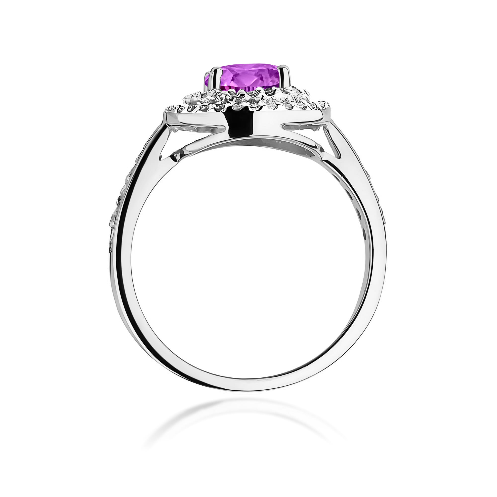 Inel Aur 9K cu Ametist 0.90 ct si Diamante Naturale 0.37 ct