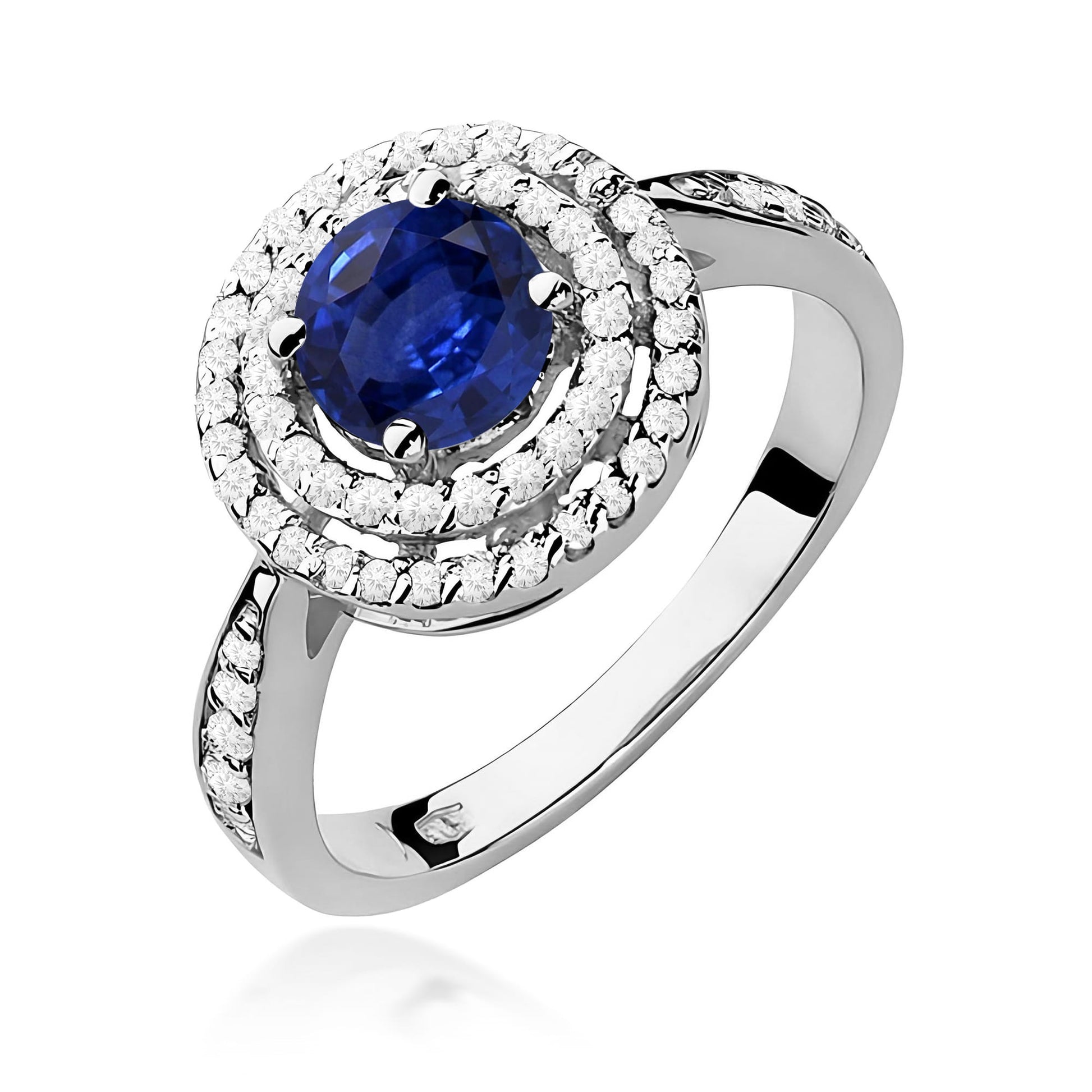 Inel Aur 9K cu Safir 1.00 ct si Diamante Naturale 0.37 ct