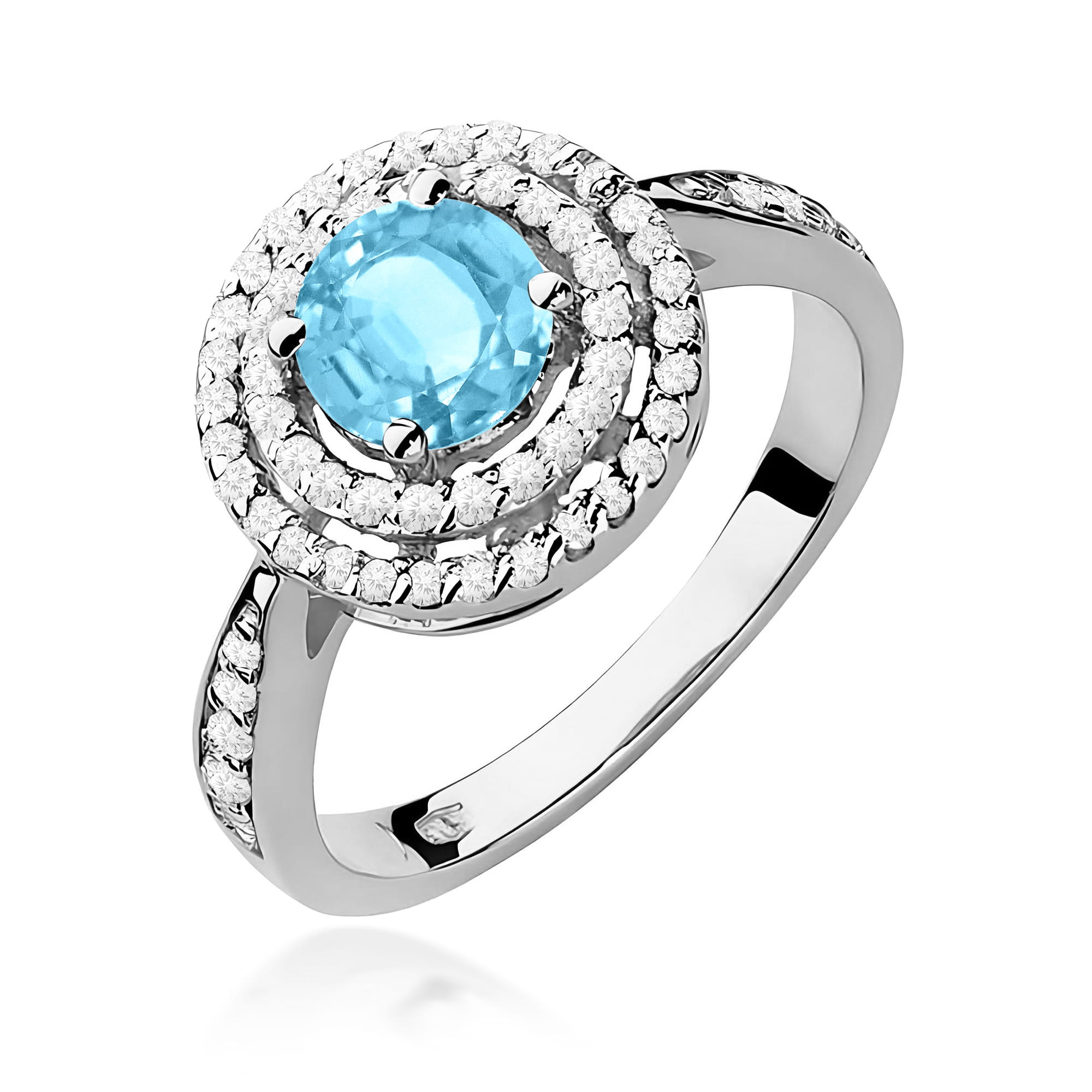 Inel Aur 9K cu Topaz Swiss 0.80 ct si Diamante Naturale 0.37 ct