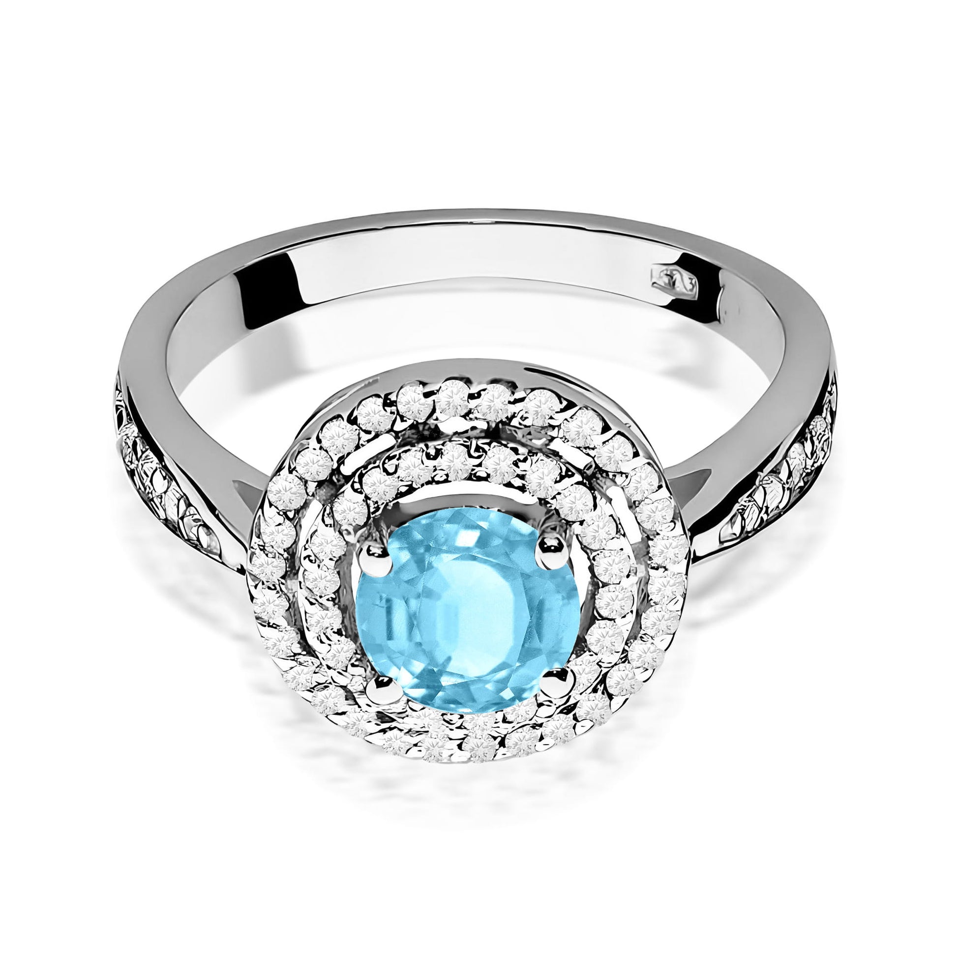 Inel Aur 9K cu Topaz Swiss 0.80 ct si Diamante Naturale 0.37 ct