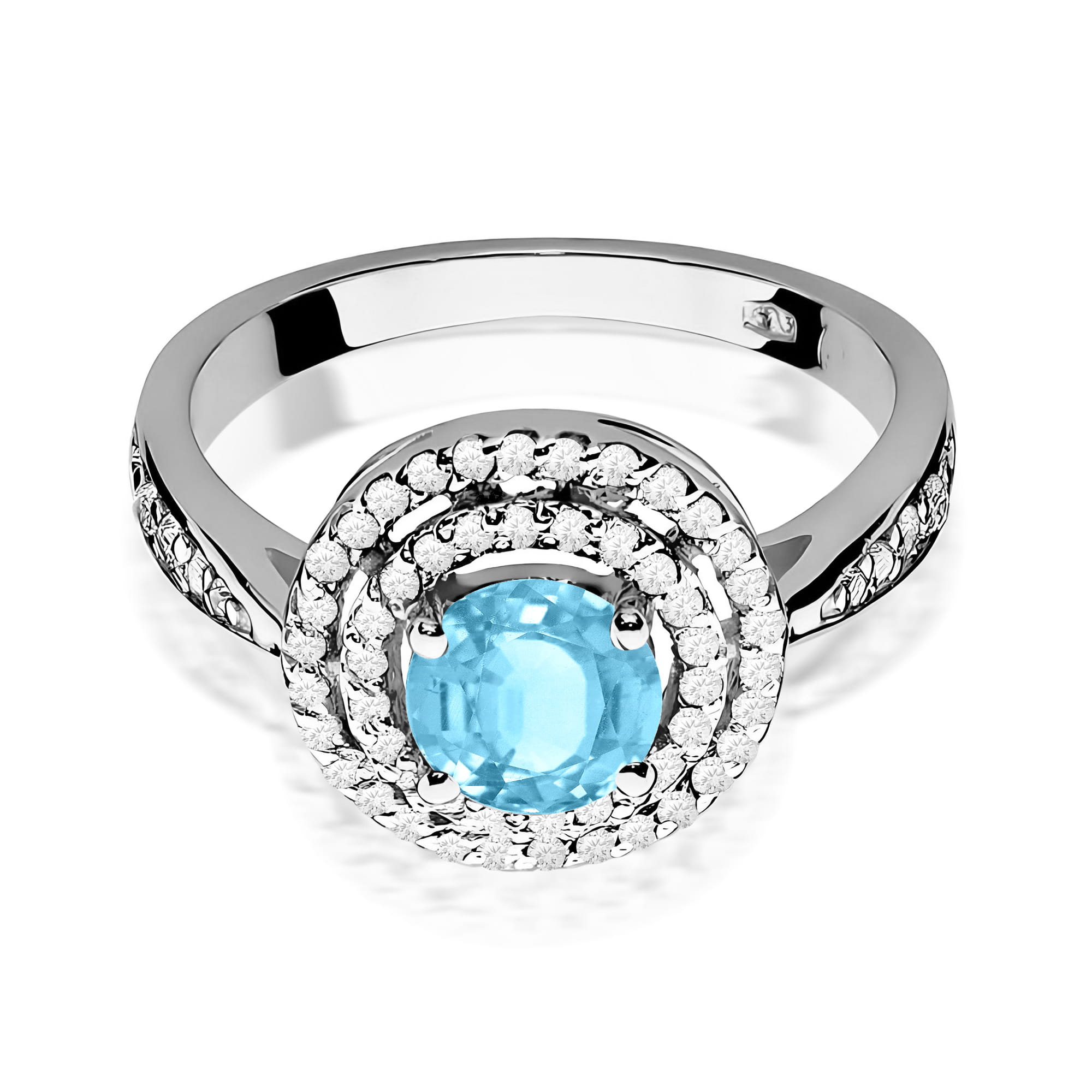 Inel Aur 9K cu Topaz Swiss 0.80 ct si Diamante Naturale 0.37 ct