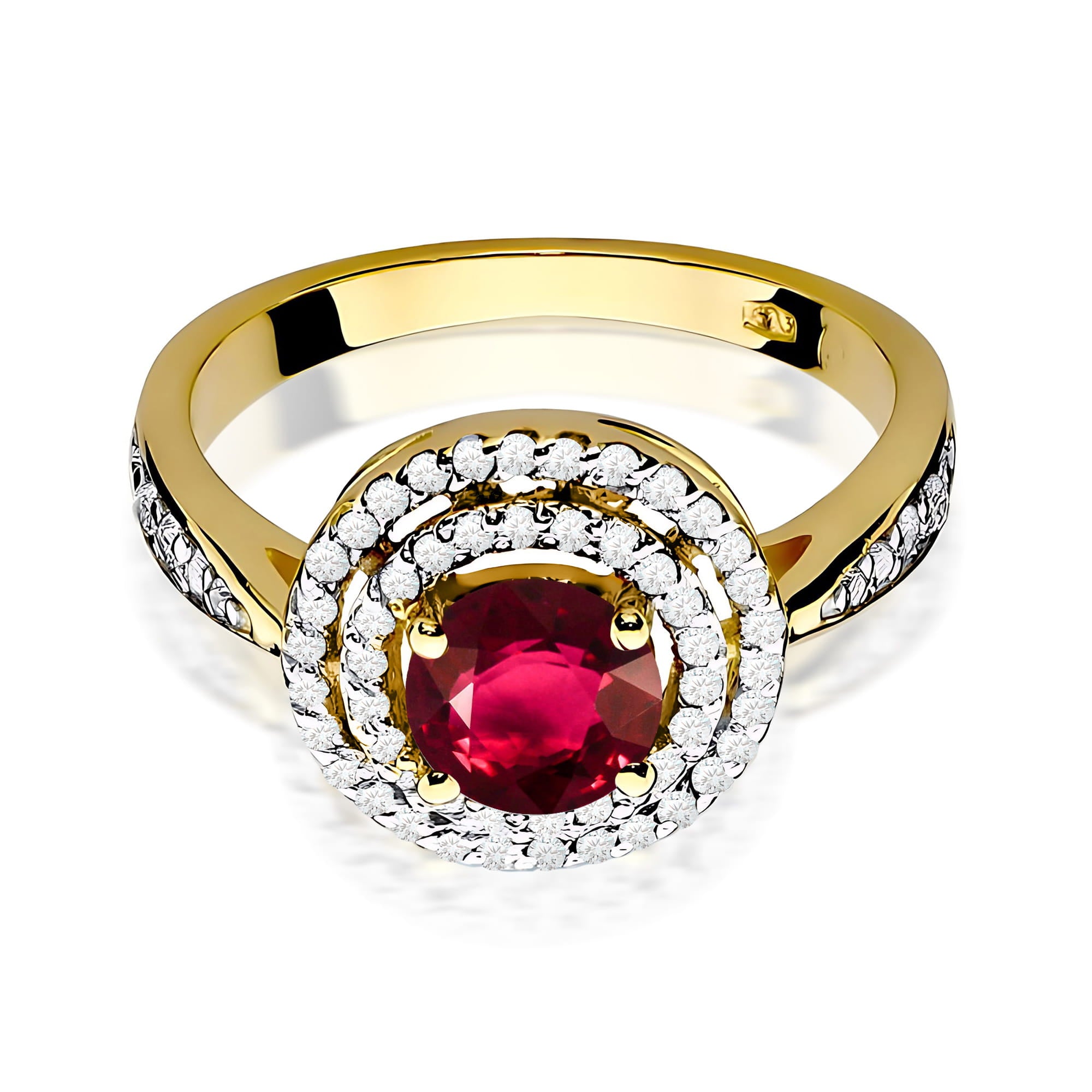 Inel Aur 9K cu Rubin 1.20 ct si Diamante Naturale 0.37 ct