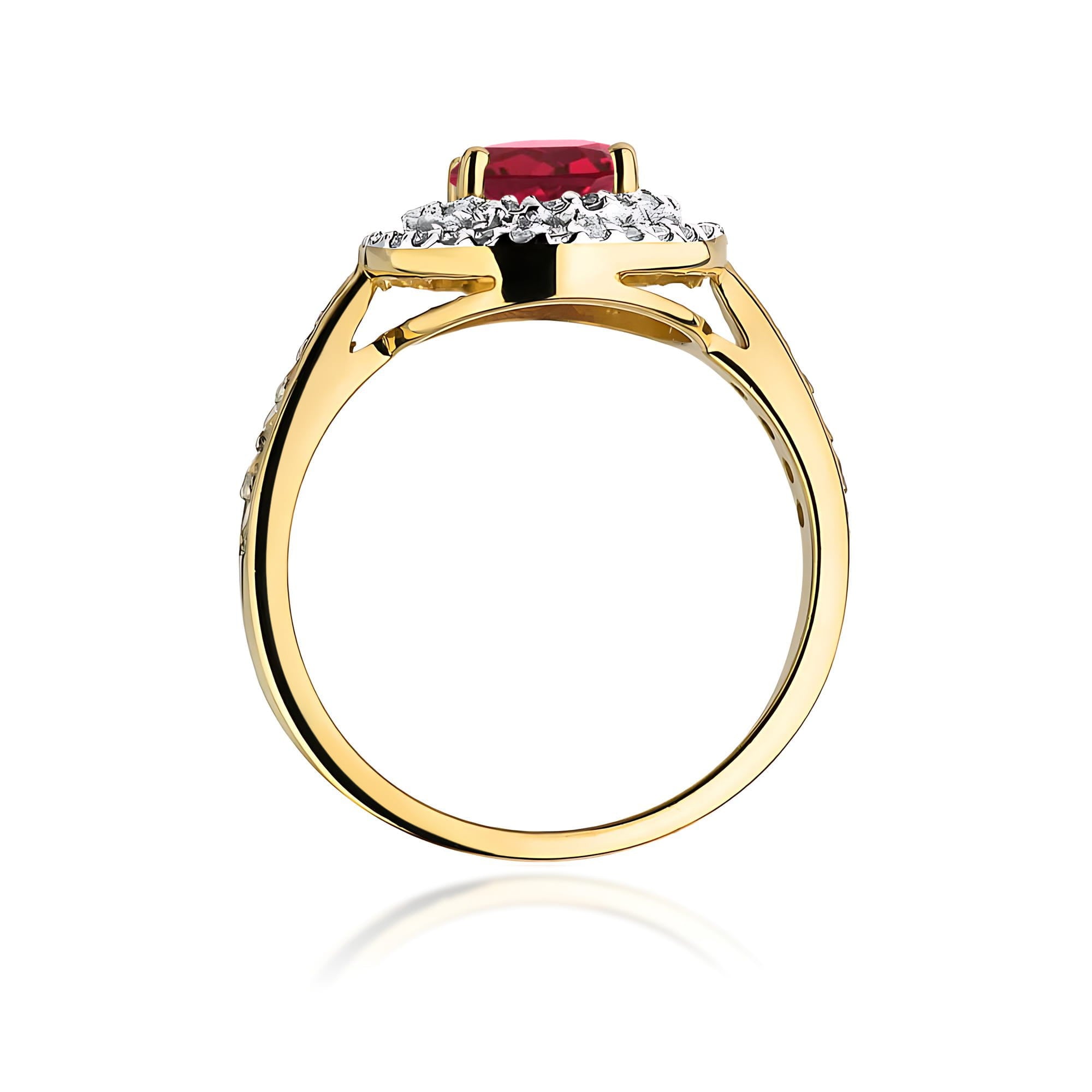 Inel Aur 9K cu Rubin 1.20 ct si Diamante Naturale 0.37 ct