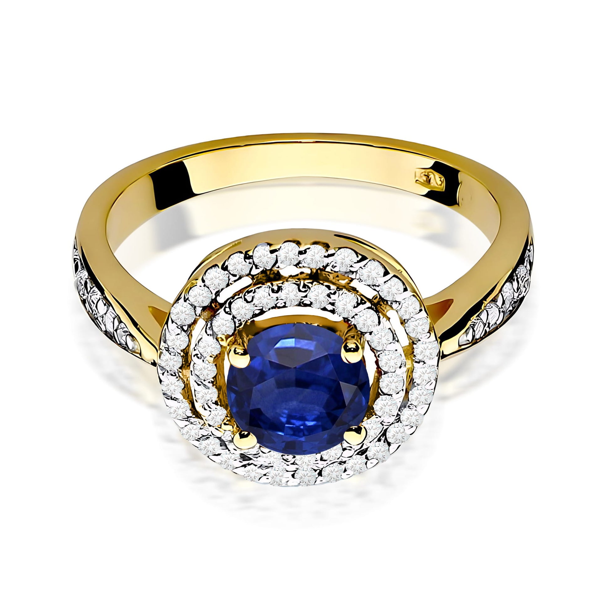 Inel Aur 9K cu Safir 1.00 ct si Diamante Naturale 0.37 ct