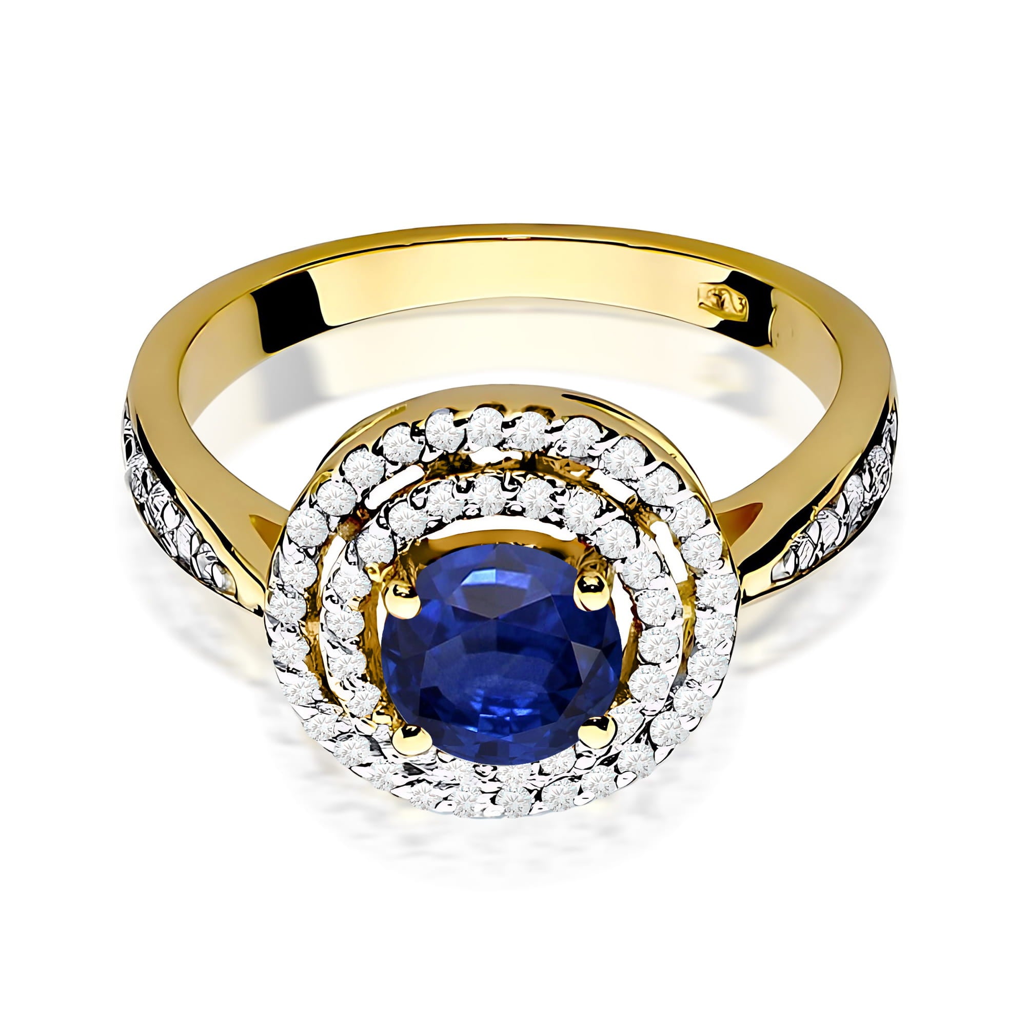 Inel Aur 9K cu Safir 1.00 ct si Diamante Naturale 0.37 ct