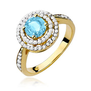 Inel Aur 9K cu Topaz Swiss 0.80 ct si Diamante Naturale 0.37 ct
