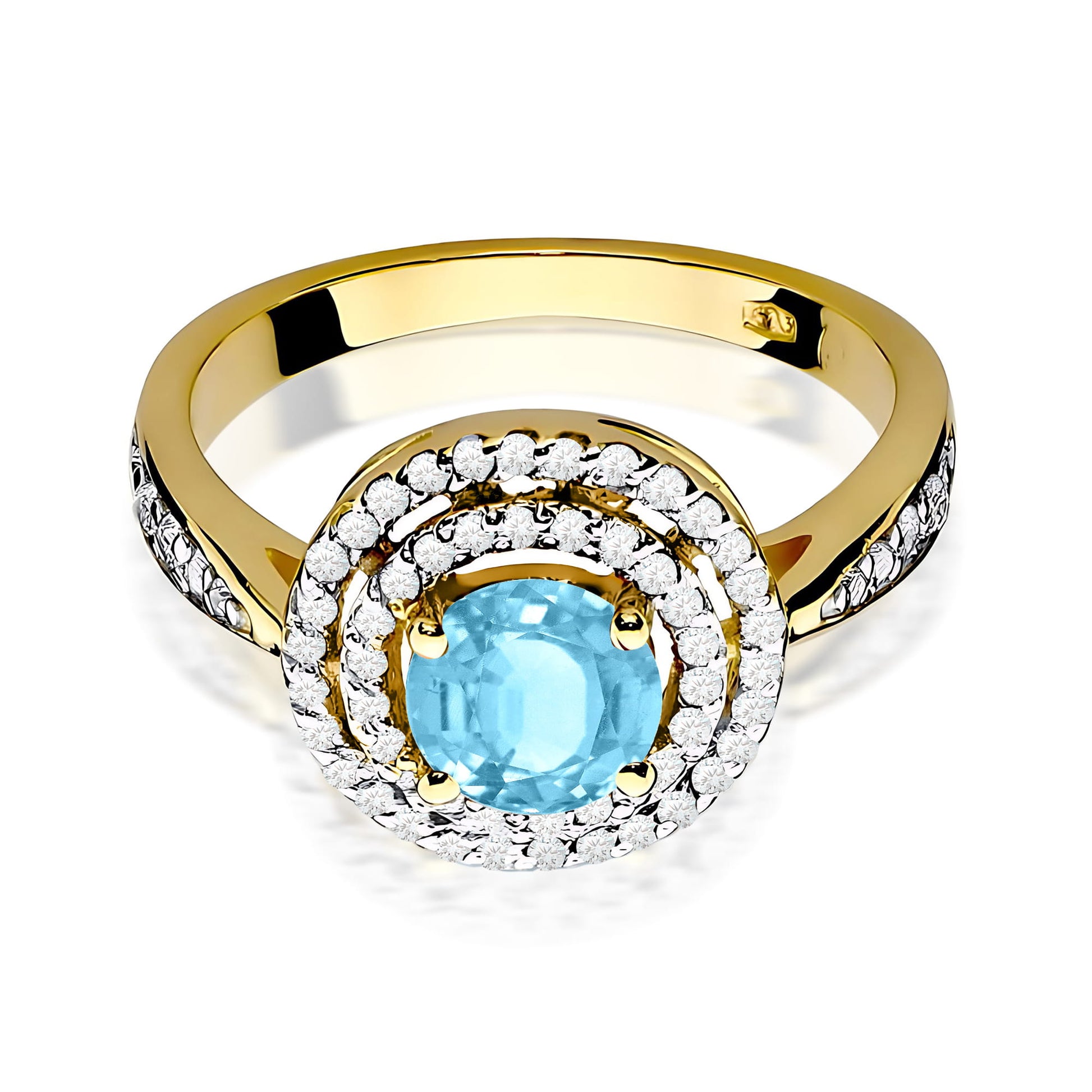 Inel Aur 9K cu Topaz Swiss 0.80 ct si Diamante Naturale 0.37 ct