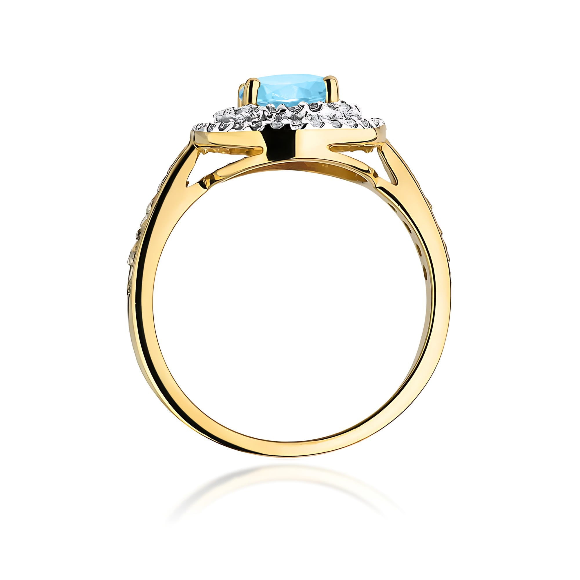 Inel Aur 9K cu Topaz Swiss 0.80 ct si Diamante Naturale 0.37 ct