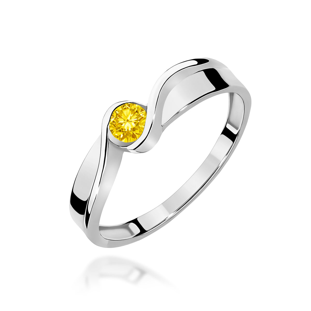Inel Aur 14K cu Diamant Galben de Laborator 0.15 ct